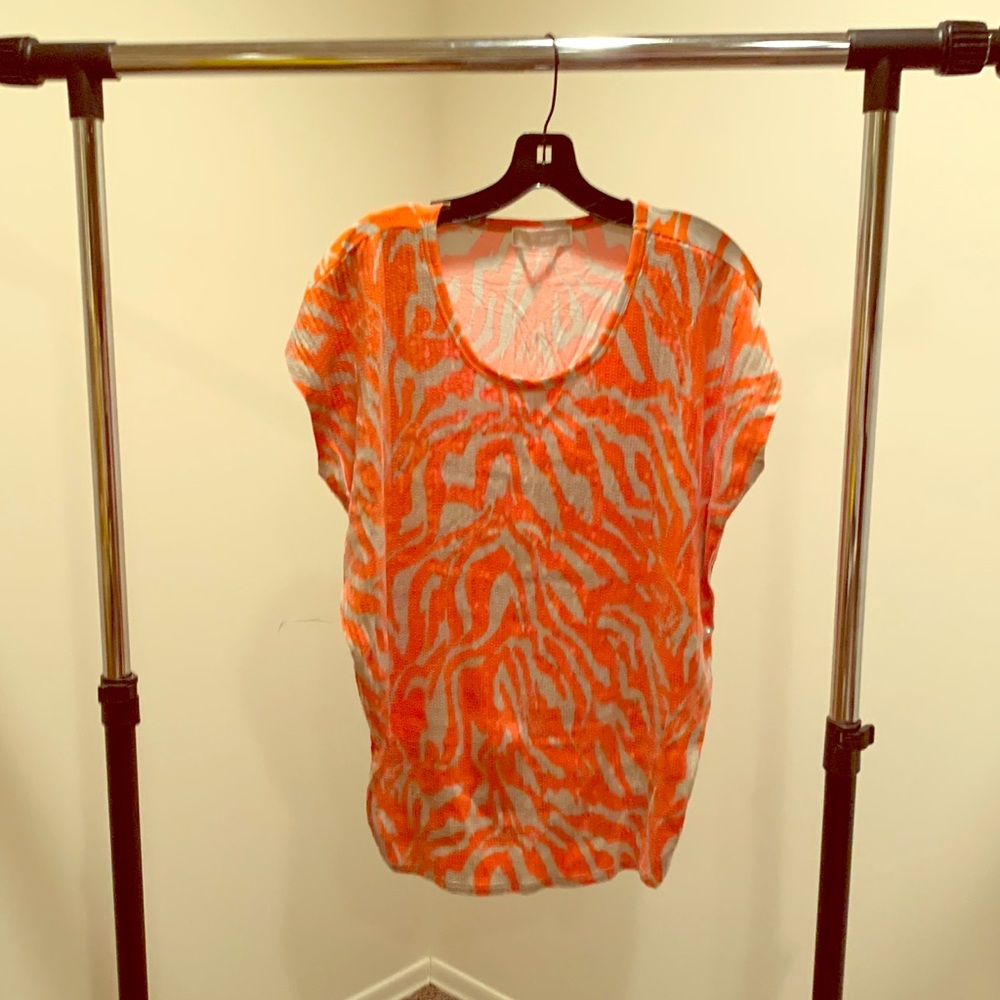 MIchael Kors clear print sequin knit top